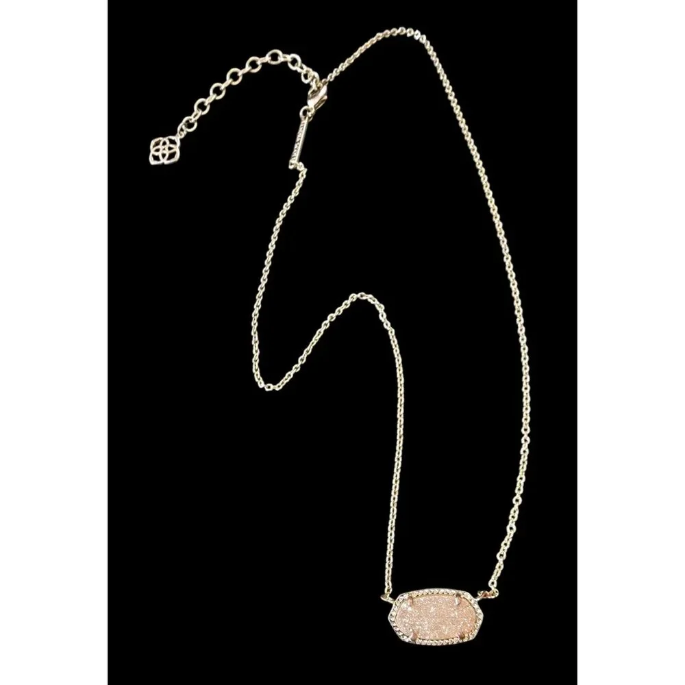 Kendra Scott Elisa Semi Precious Drusy Stone Pendant 15" Necklace Gold Plated - Picture 1 of 7